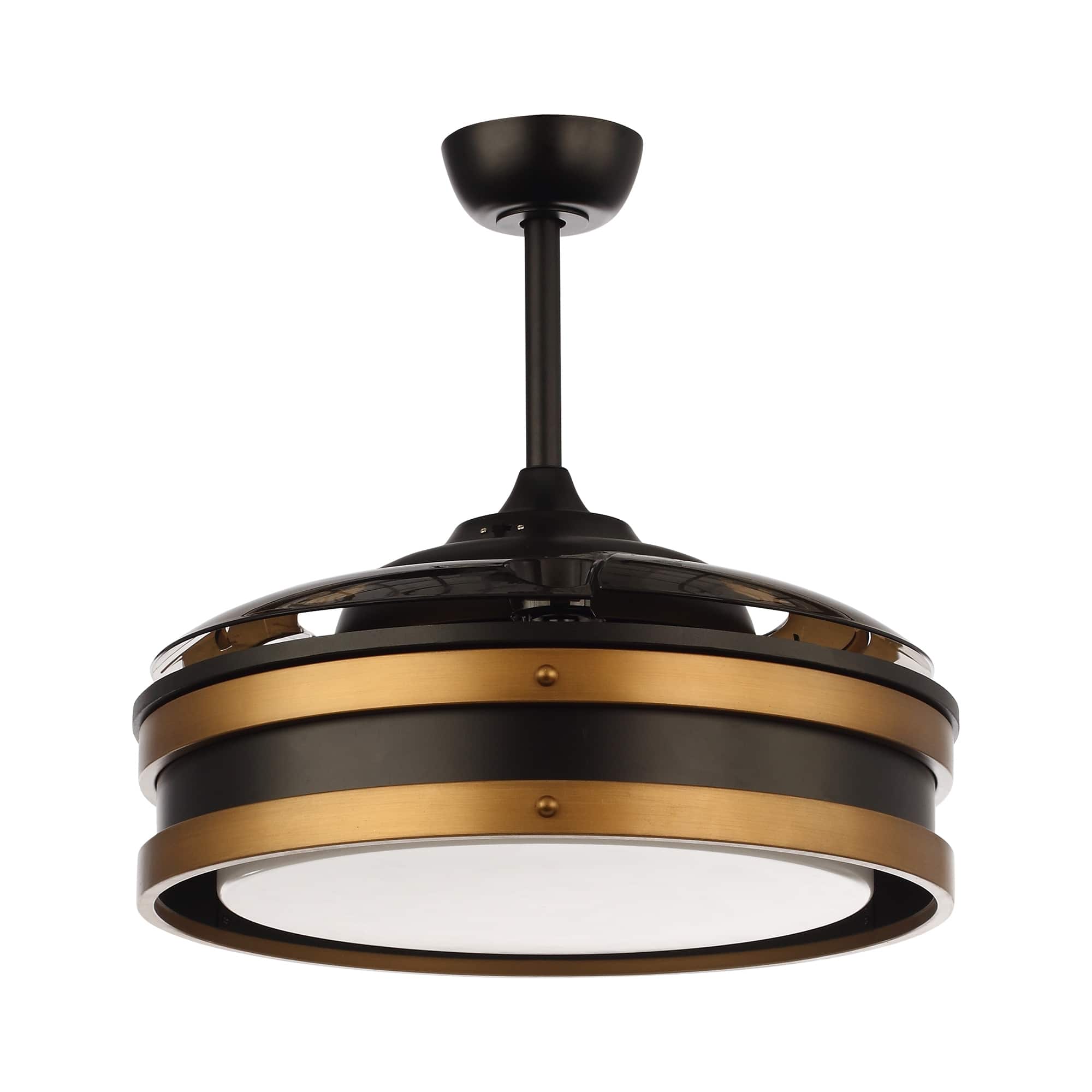 52" Black Retractable LED Smart Ceiling Fan Fandelier Works with Alexa